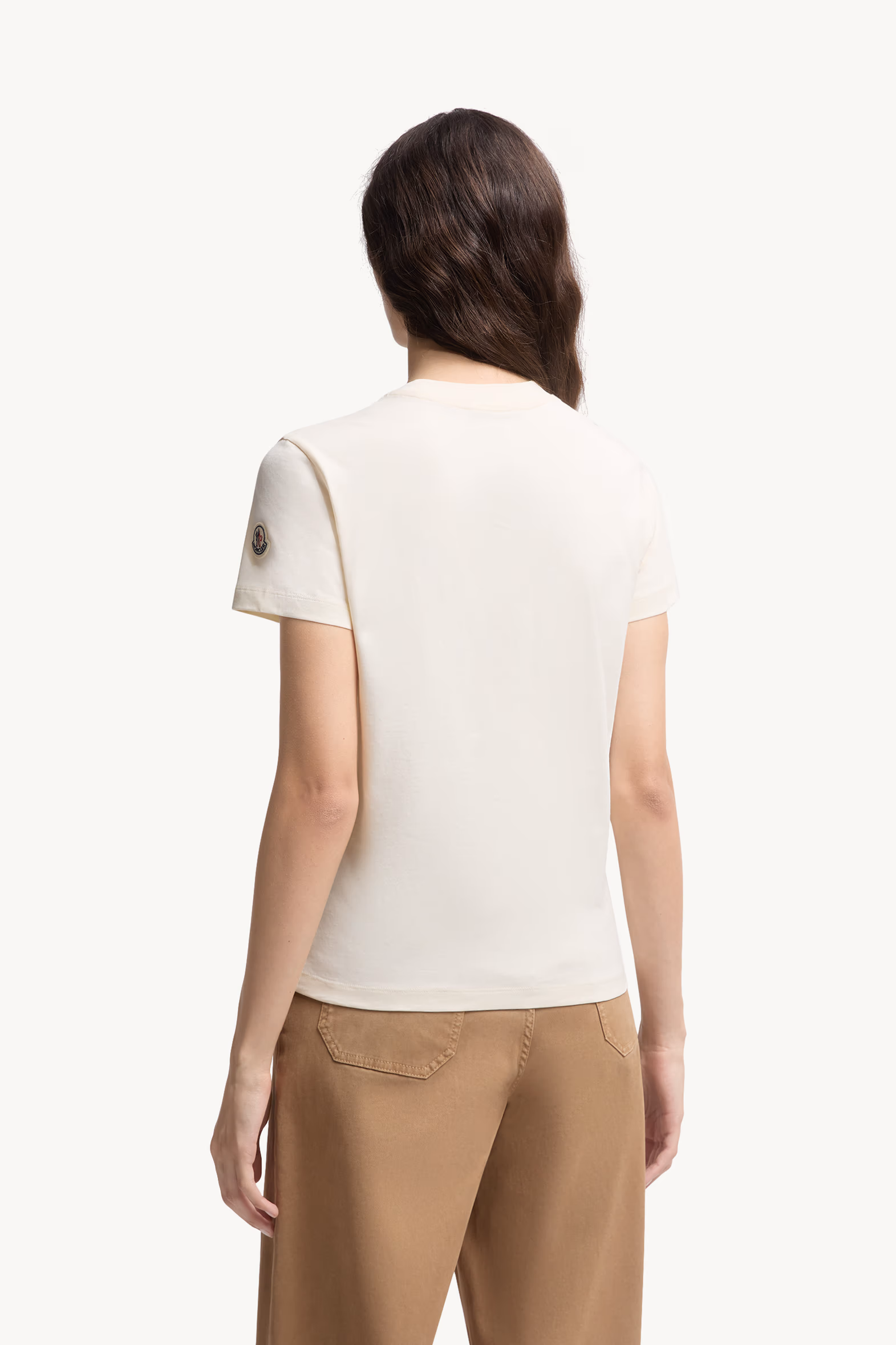 Beaded Logo Cotton T-Shirt Women White Moncler 5